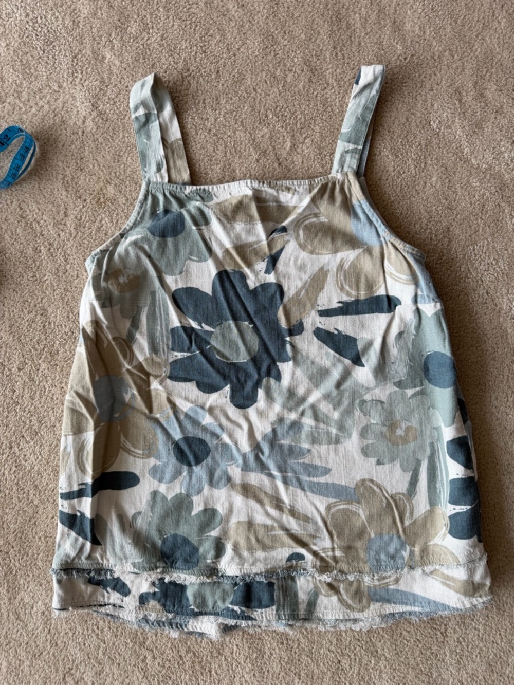 Charlie B Floral Print Strappy Tank Top in Seafoam and Beige